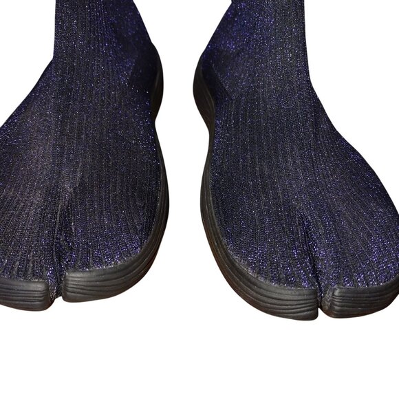 ILysm Split-Toe Glitter Sock Boots Purple/Black Womens Size 13 Ribbed Knit Upper - Picture 2 of 6